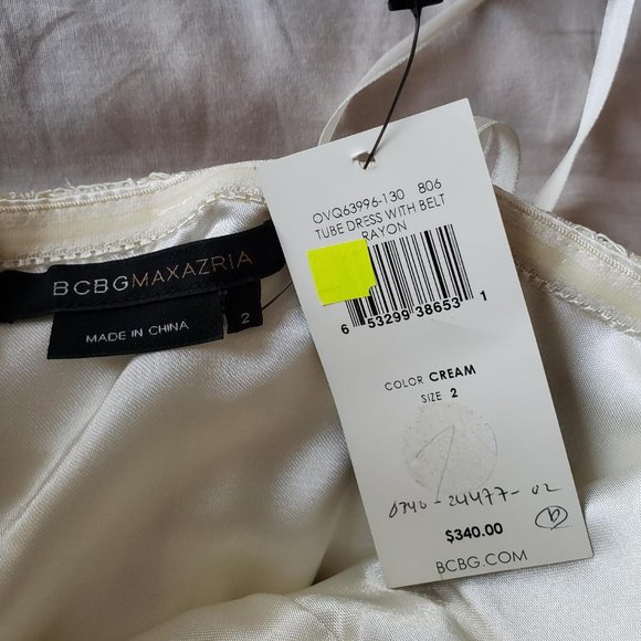 NWT BCBGMaxAzria Champagne Strapless Lace Dress (Cream, Size 2) - Picture 7 of 9